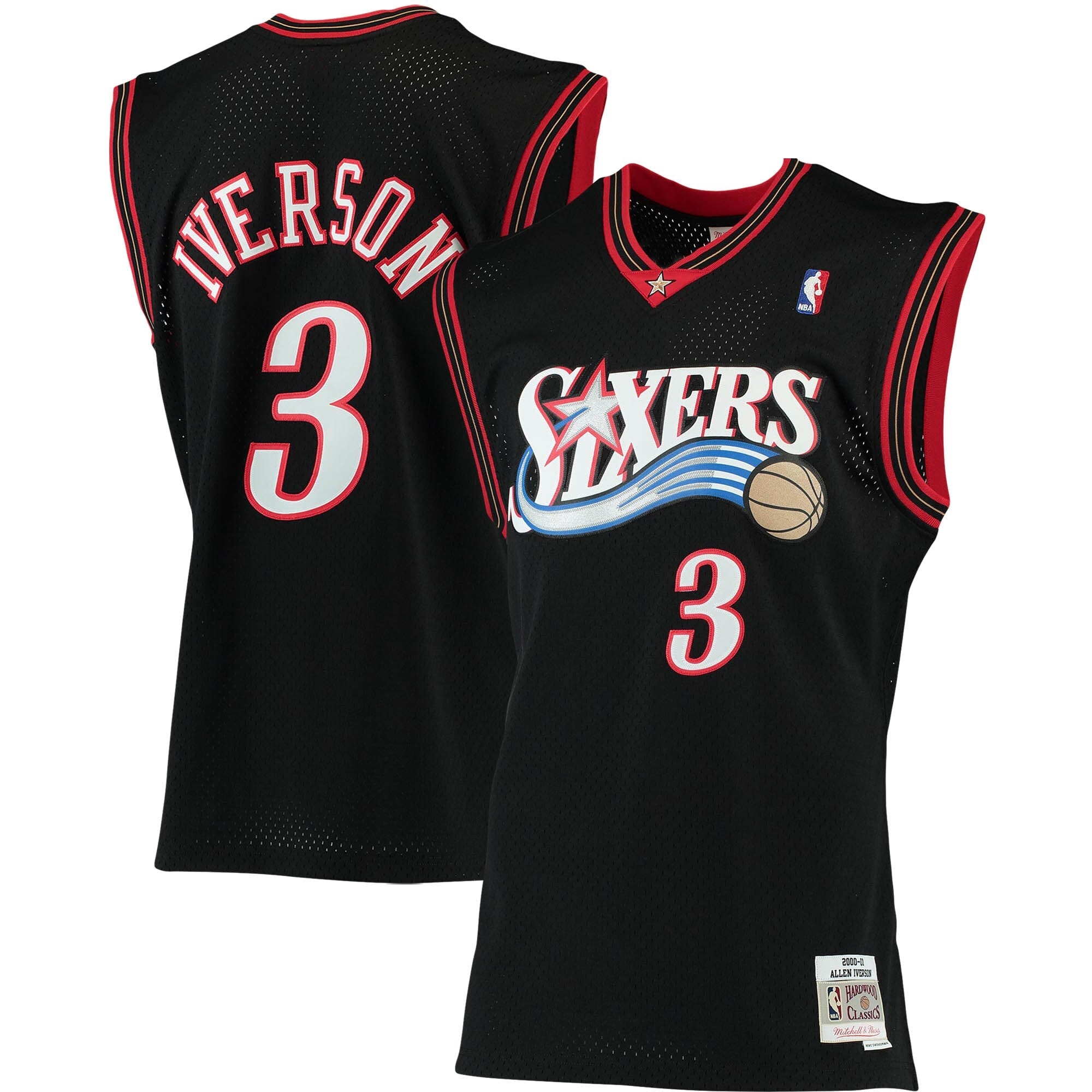 Allen Iverson Philadelphia 76ers Big & Tall Hardwood Classics 1996/97 Swingman Jersey - White/Black/Red/Royal