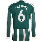 Lisandro Martínez Manchester United adidas 2023/24 Away Long Sleeve Replica Player Jersey - Green/Red