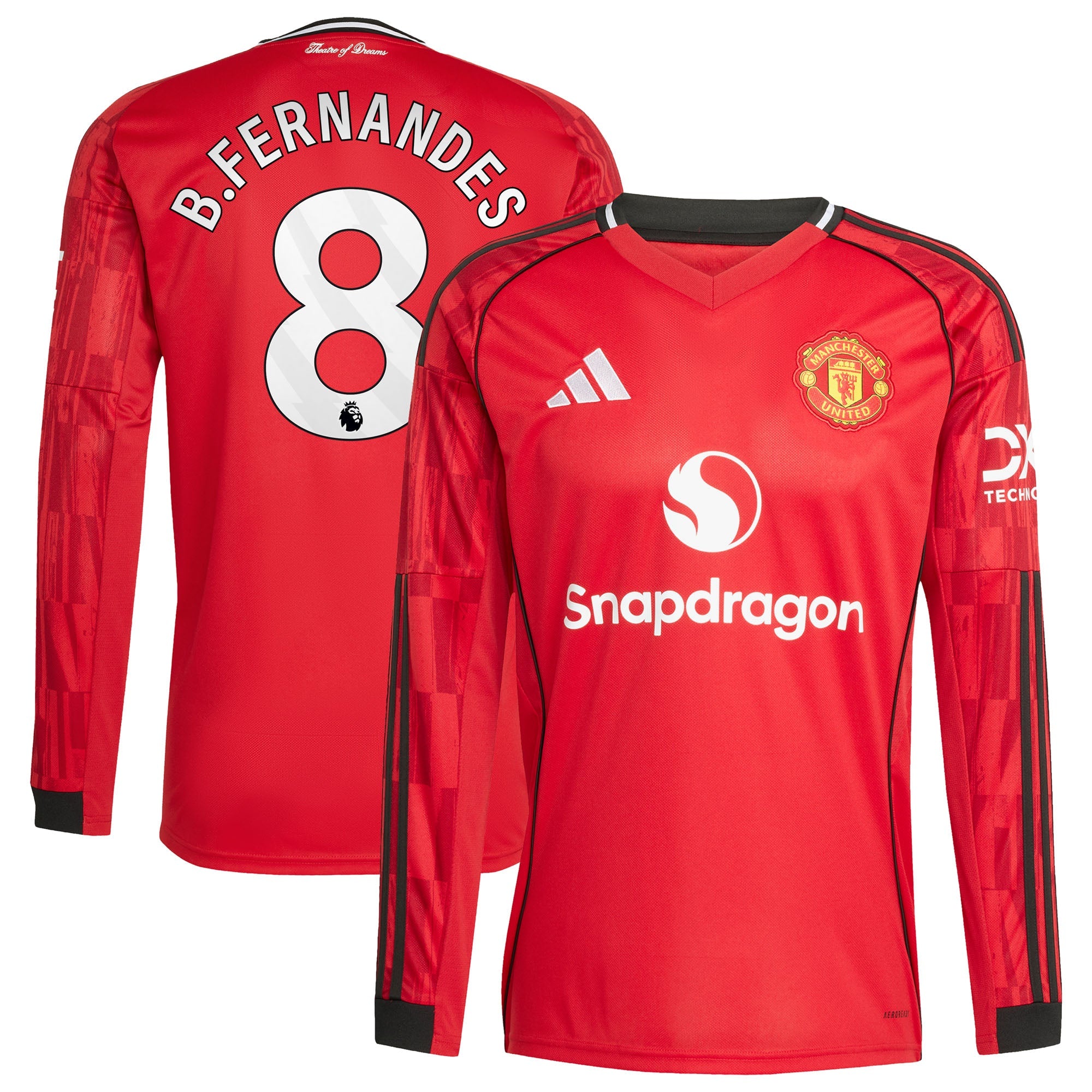 Bruno Fernandes Manchester United adidas 2025/26 Third Replica Long Sleeve Player Jersey - Black/Red/White