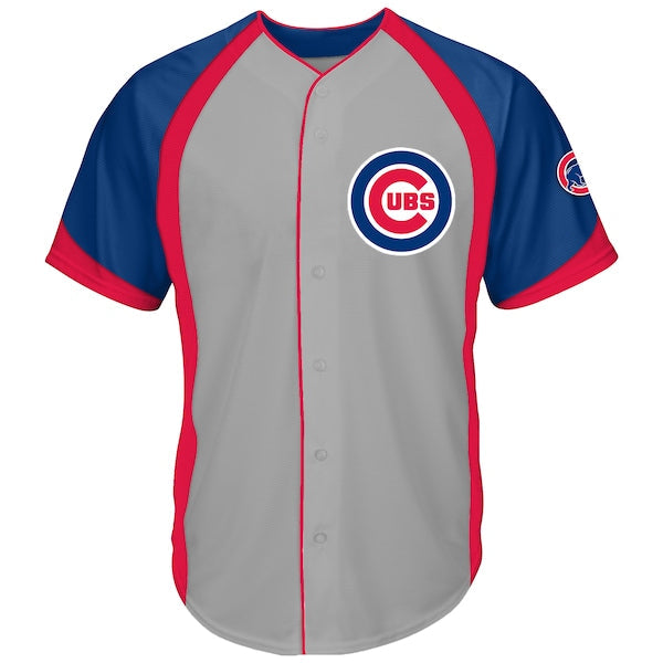 Boston Red Sox Big & Tall Colorblock Full-Snap Jersey -Gray/Navy