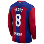 Pedri Barcelona Nike 2023/24 Home Replica Long Sleeve Jersey - Royal