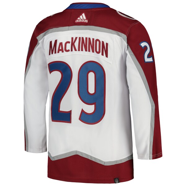 Nathan MacKinnon Colorado Avalanche adidas Away Primegreen Authentic Player Jersey - White/Burgundy/Navy