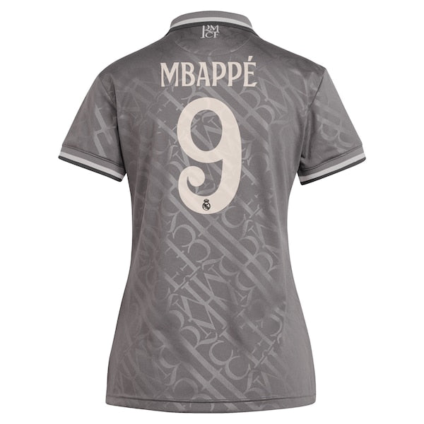 Kylian Mbappé Los Merengues adidas Originals Women's 2024/25 Third Replica Player Jersey - Charcoal