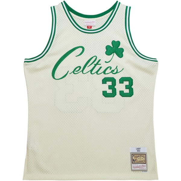 Larry Bird Boston Celtics  Chainstitch Swingman Jersey - Cream