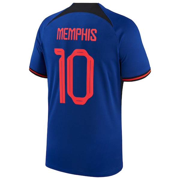 Memphis Depay Netherlands National Team Nike 2022/23 Away Breathe Stadium Replica Player Jersey - Blue