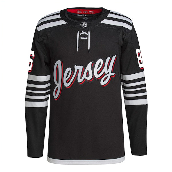 Jack Hughes New Jersey Devils adidas Alternate Primegreen Authentic Player Jersey - Black/Red