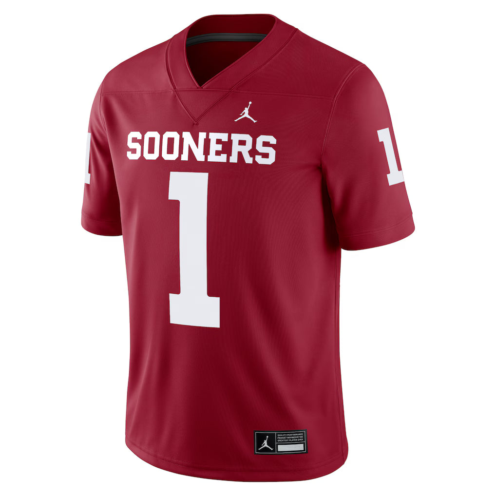 #1 Oklahoma Sooners Jordan Brand Game Jersey - Crimson/White