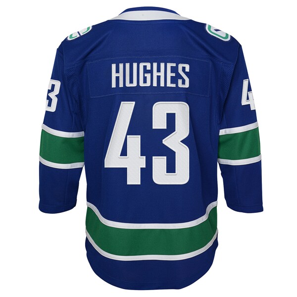 Quinn Hughes Vancouver Canucks Youth Home Premier Player Jersey - Blue