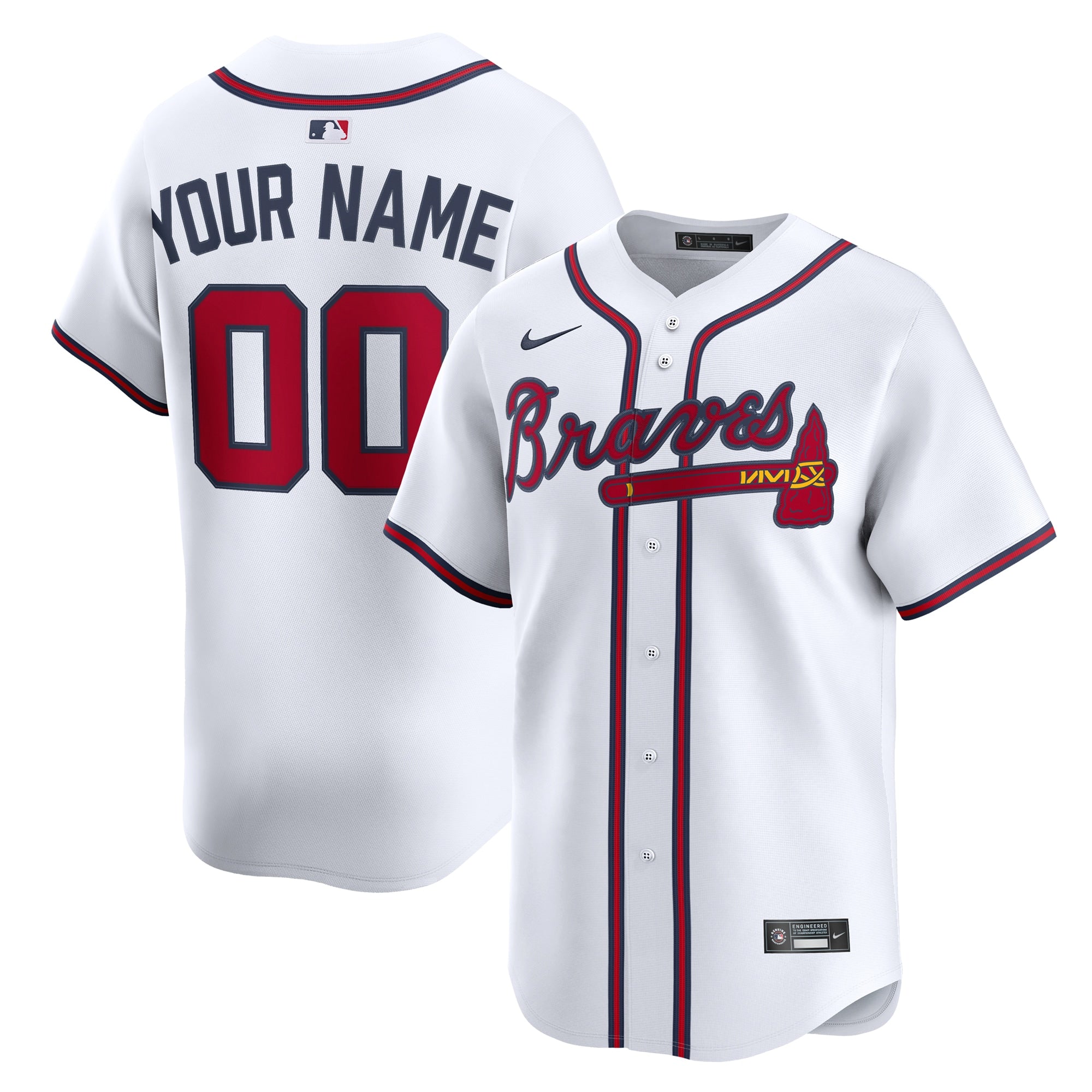 Atlanta Braves Nike Alternate Limited Custom Jersey - Red/White