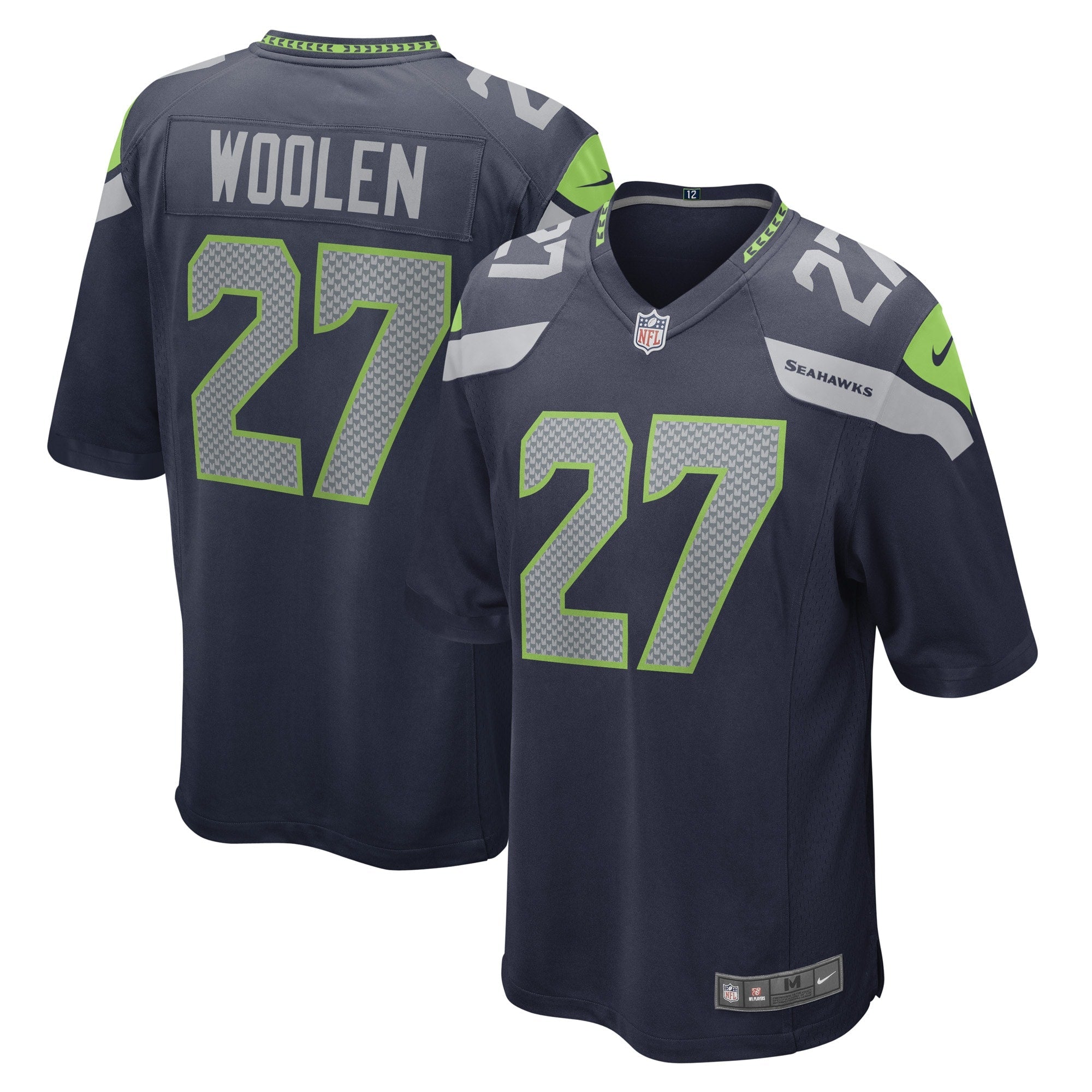 Tariq Woolen Seattle Seahawks Nike  Game Jersey - Neon Green/Navy