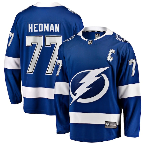 Victor Hedman Tampa Bay Lightning  Home Captain Patch Breakaway Jersey - Blue