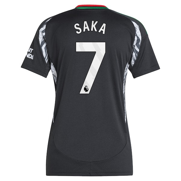 Bukayo Saka Arsenal adidas Women's 2024/25 Away Replica Player Jersey - Black