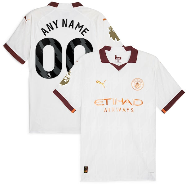 Manchester City Puma 2023/24 Away Custom Authentic Jersey - White