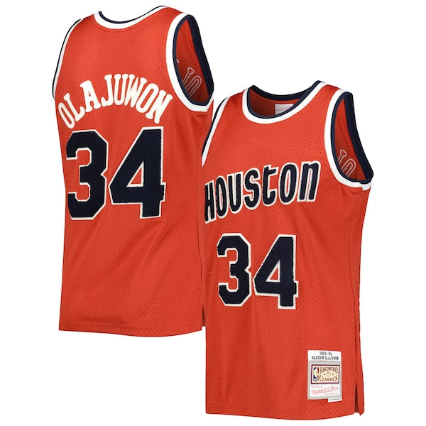 Hakeem Olajuwon Houston Rockets 1993/94 Hardwood Classics Off-Court Swingman Jersey - Red