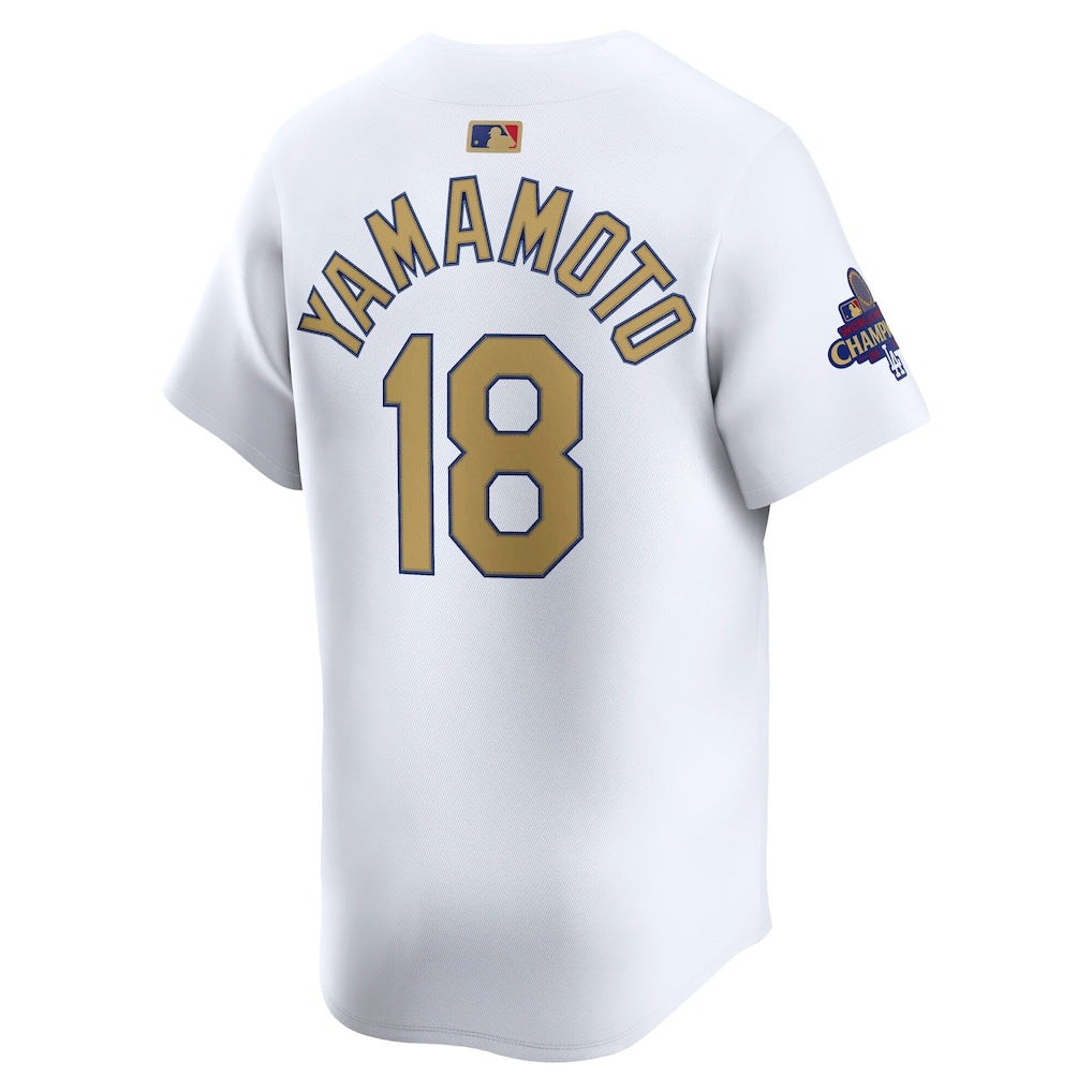 Yoshinobu Yamamoto Los Angeles Dodgers Nike 2025 Gold Collection Limited Jersey – White