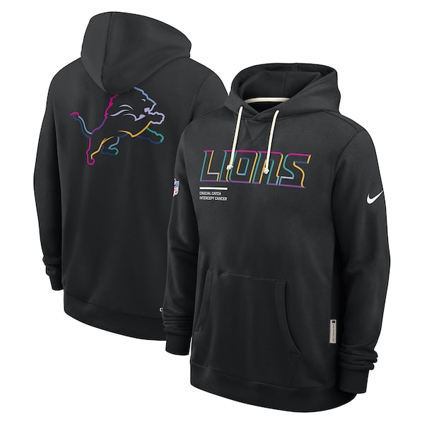 Detroit Lions Nike 2025 NFL Crucial Catch Sideline Standard Issue Dri-FIT Hoodie - Black