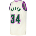 Ray Allen Milwaukee Bucks Chainstitch Swingman Jersey - Cream