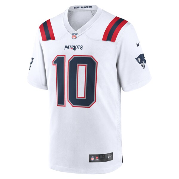 Mac Jones New England Patriots Nike Team Game Jersey - White/Navy