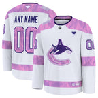 Vancouver Canucks  2024 Hockey Fights Cancer Custom Practice Jersey - White