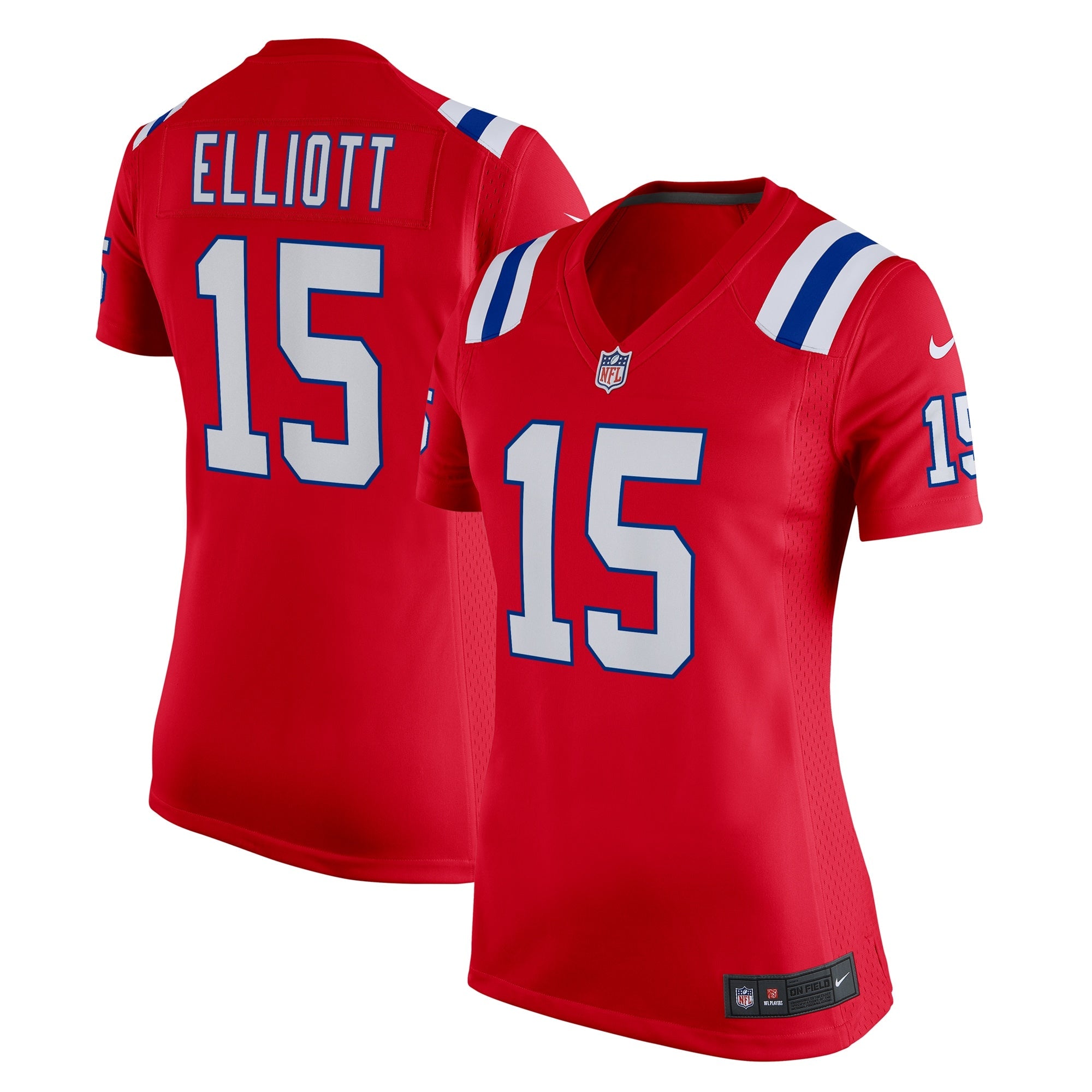 Ezekiel Elliott New England Patriots Nike Women's Game Player Jersey - White/Navy/Red