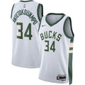 Giannis Antetokounmpo Milwaukee Bucks Nike Unisex Swingman Jersey - Association Edition - White/Hunter Green