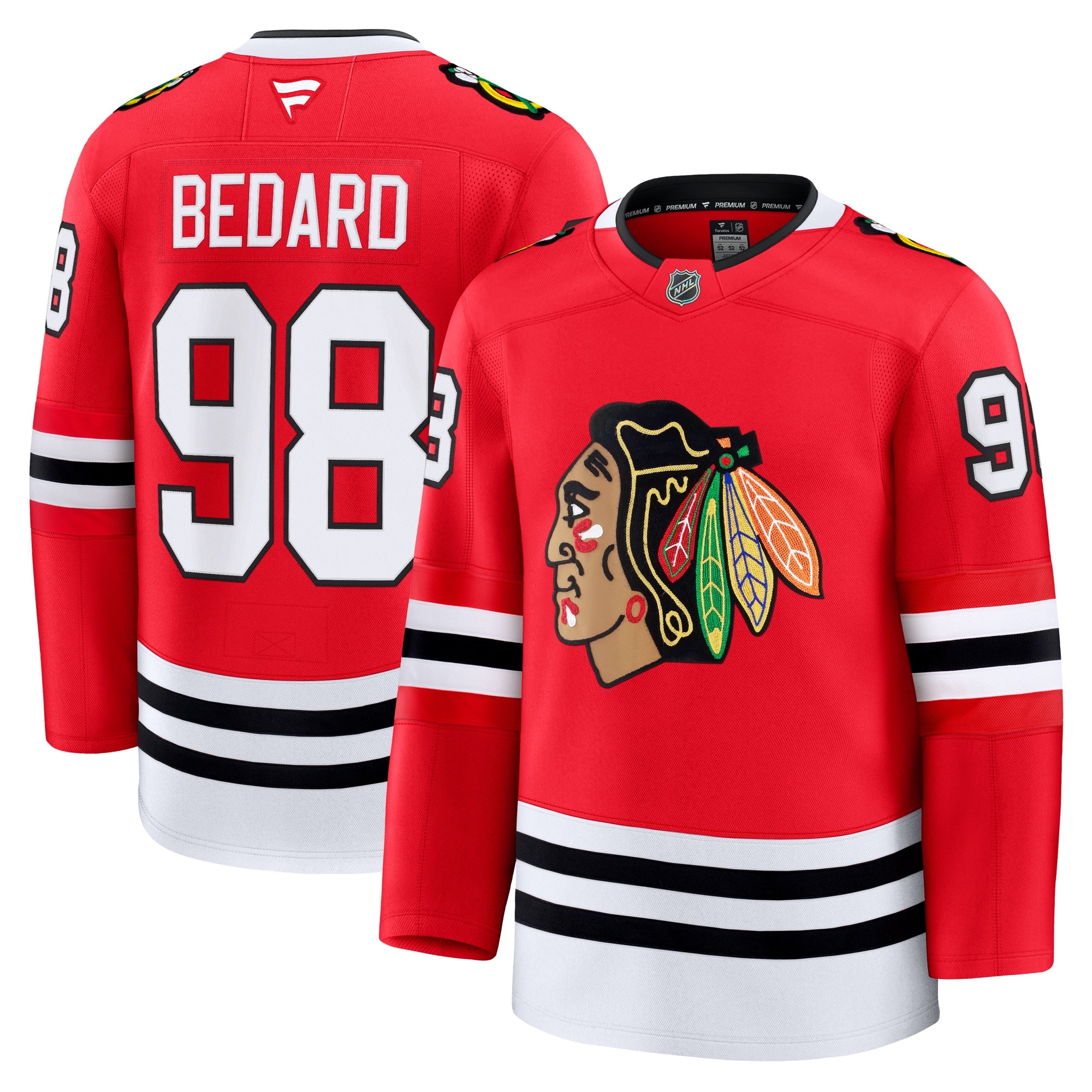 Connor Bedard Chicago Blackhawks  Away Premium Jersey - White/Red