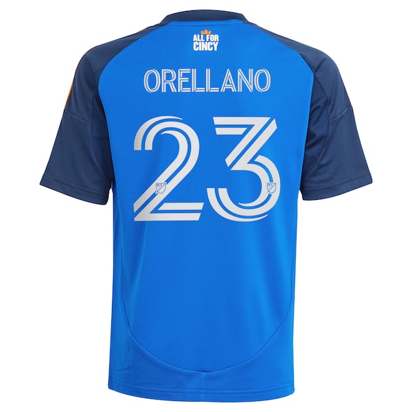 Luca Orellano FC Cincinnati adidas Youth 2025 Orange and Blue Legacy Kit Replica Player Jersey - Blue