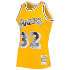 Magic Johnson Los Angeles Lakers 1984/85 Hardwood Classics NBA 75th Anniversary Diamond Swingman Jersey - Gold
