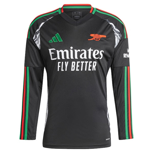 Arsenal adidas 2024/25 Away Replica Long Sleeve Custom Jersey - Black
