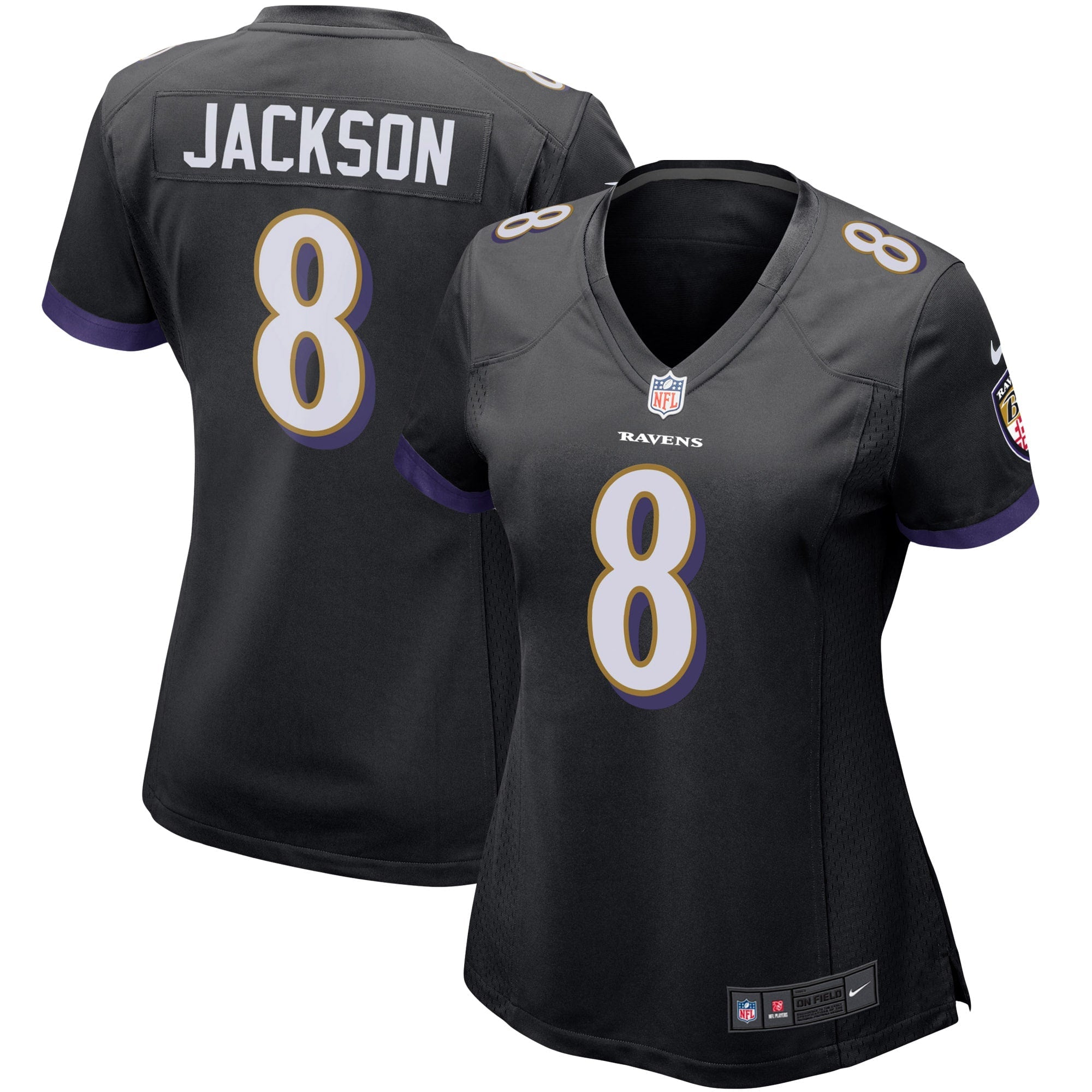 Lamar Jackson Baltimore Ravens Nike Women's Game Jersey - White/Black/Purple