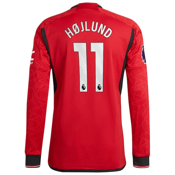 Rasmus Højlund Manchester United adidas 2023/24 Home Authentic Long Sleeve Player Jersey – Red