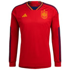 Spain National Team adidas 2022/23 Home Replica Long Sleeve Jersey - Red