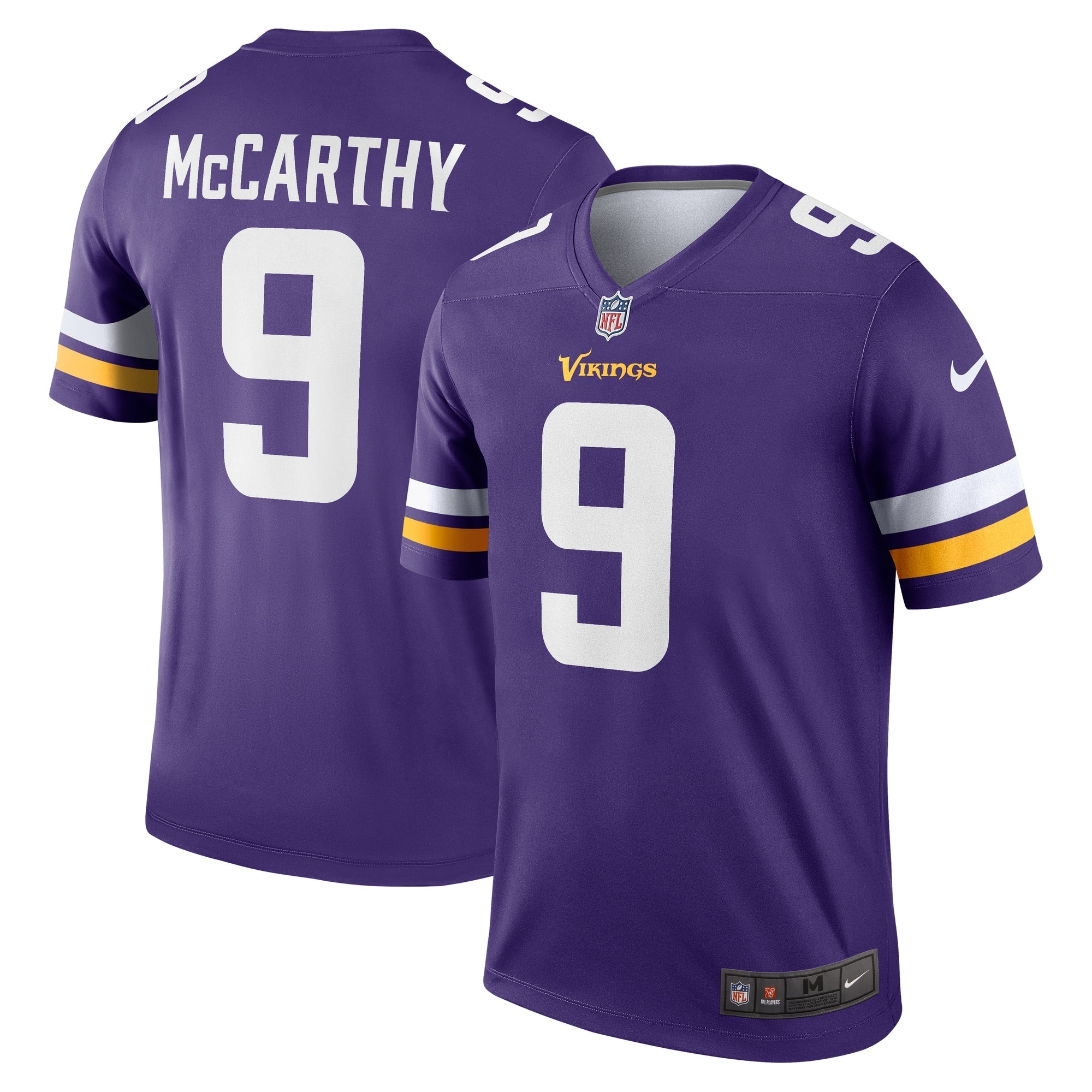 J.J. McCarthy Minnesota Vikings Nike Alternate Legend Player Performance Top - White/Purple