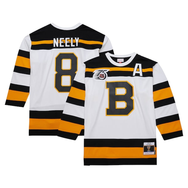 Cam Neely Boston Bruins  1991/92 Alternate Captain Blue Line Player Jersey - White