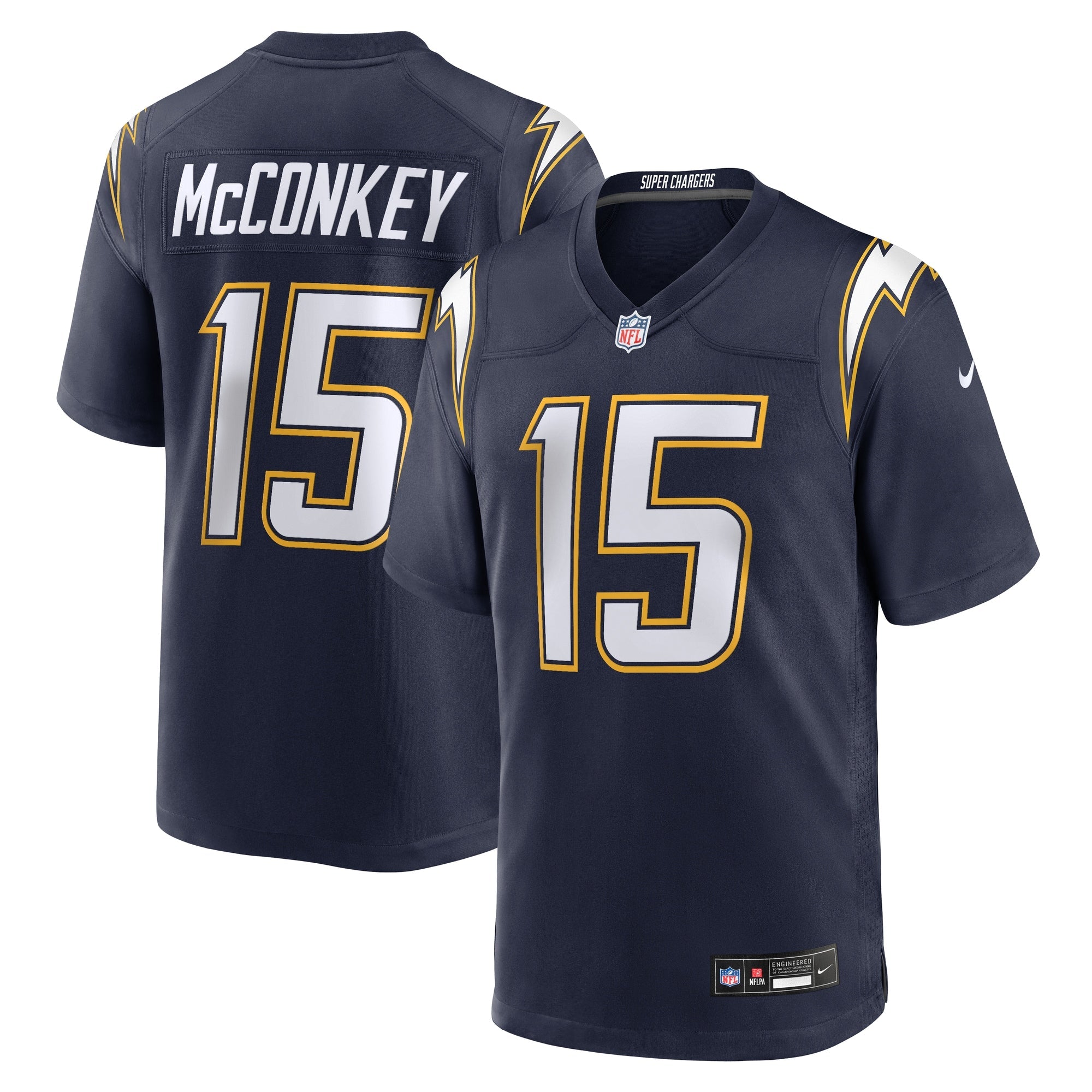 Ladd McConkey Los Angeles Chargers Nike Alternate Charger Power Game Player Jersey - Gold/Powder Blue/Navy