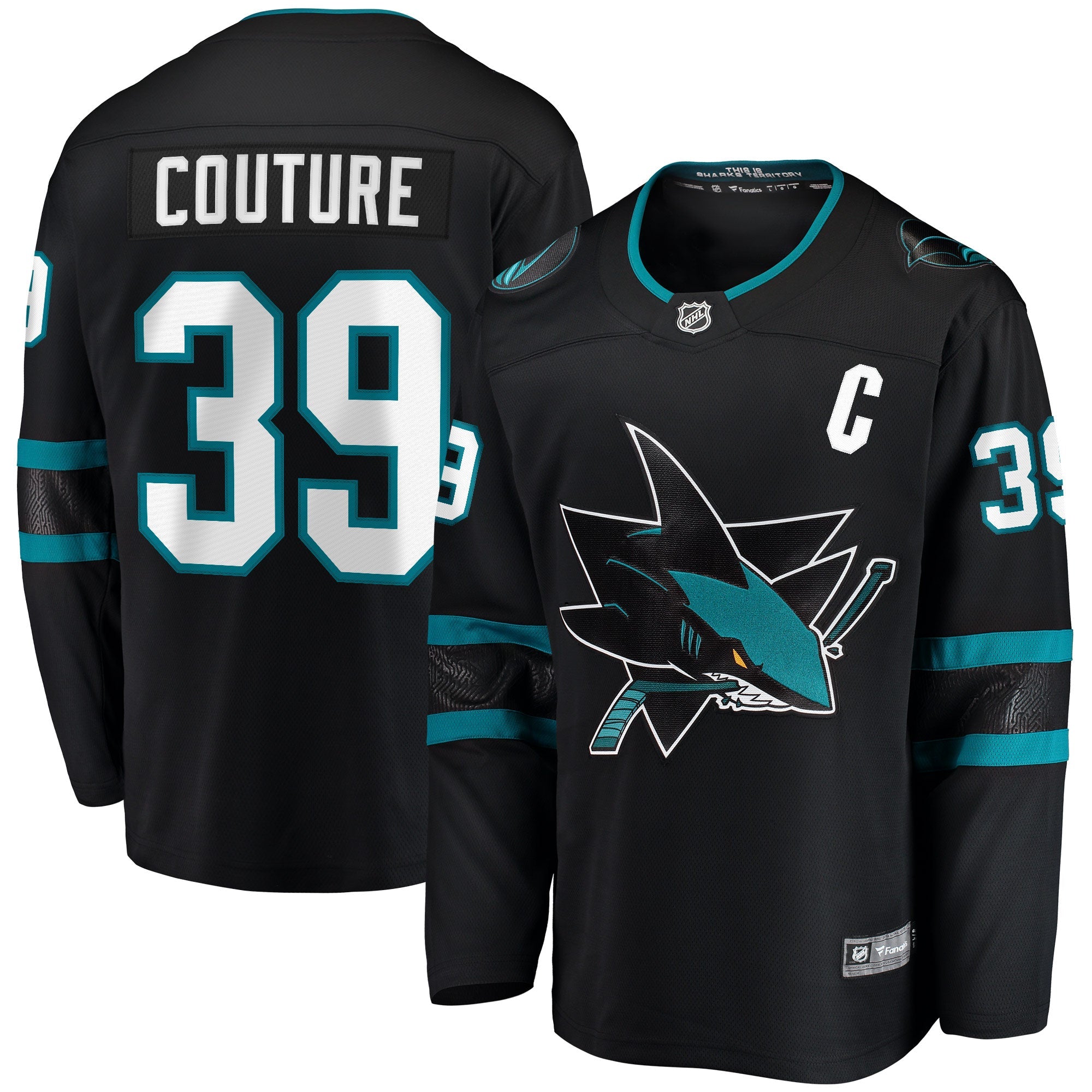 Logan Couture San Jose Sharks  2021/22 Home Premier Breakaway Player Jersey - Teal/Black