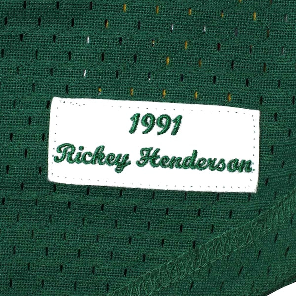 Rickey Henderson Oakland Athletics 1991 Cooperstown Mesh Batting Practice Jersey - Green