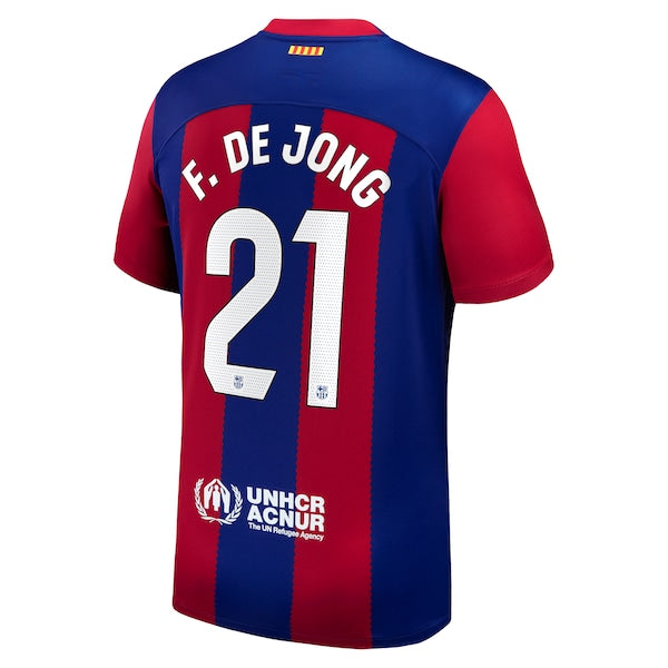 Frenkie de Jong Barcelona Nike 2023/24 Home Replica Jersey - Royal/Aqua/White