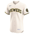 Milwaukee Brewers Nike Home Elite Jersey - Cream/Navy