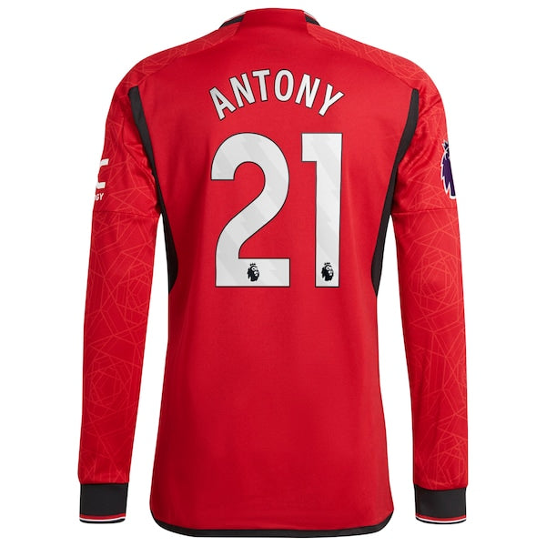 Antony Manchester United adidas 2023/24 Home Authentic Long Sleeve Player Jersey - Red