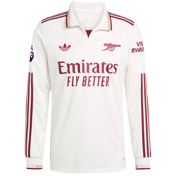 Arsenal adidas 2025/26 Third Authentic Long Sleeve Jersey - White/Blue/Red