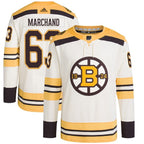 Brad Marchand Boston Bruins adidas  Primegreen 100th Anniversary Authentic Player Jersey - Cream