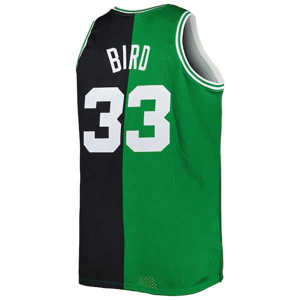 Larry Bird Boston Celtics Big & Tall Hardwood Classics 1985/86 Split Swingman Jersey - Kelly Green/Black