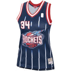 Hakeem Olajuwon Houston Rockets Women's  Hardwood Classics Swingman Jersey - Navy/Red