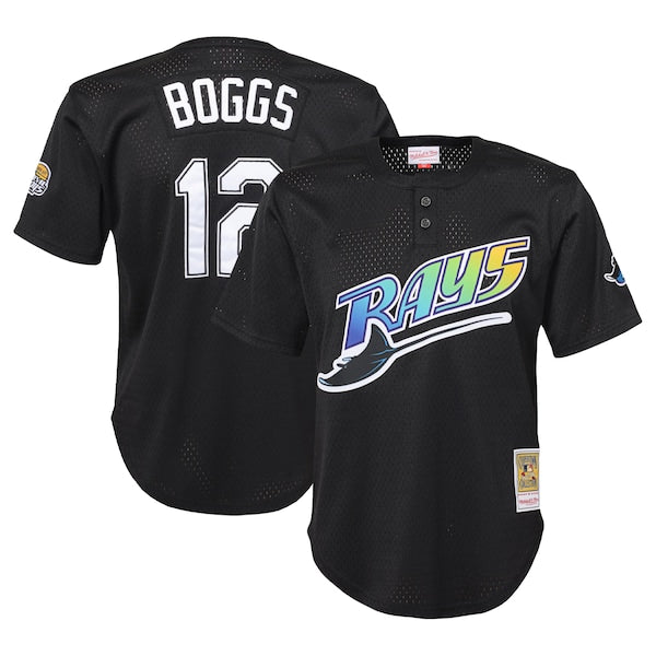 Wade Boggs Tampa Bay Rays Youth Cooperstown Collection Mesh Batting Practice Jersey - Black