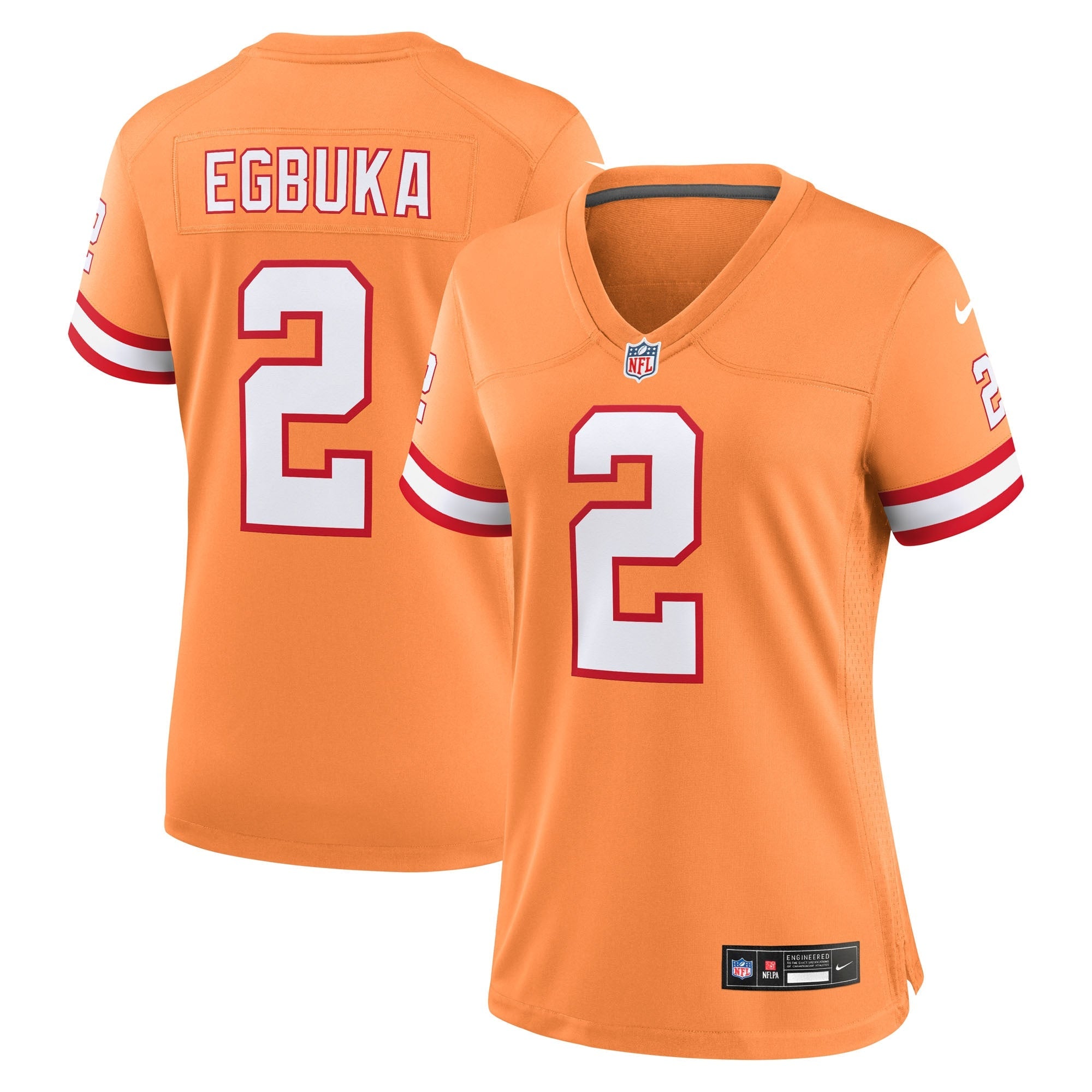 Emeka Egbuka  Tampa Bay Buccaneers Nike Women's  Game Jersey - White/Creamsicle/Red
