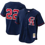 Bo Jackson California Angels Cooperstown Collection Mesh Batting Practice Button-Up Jersey - Navy