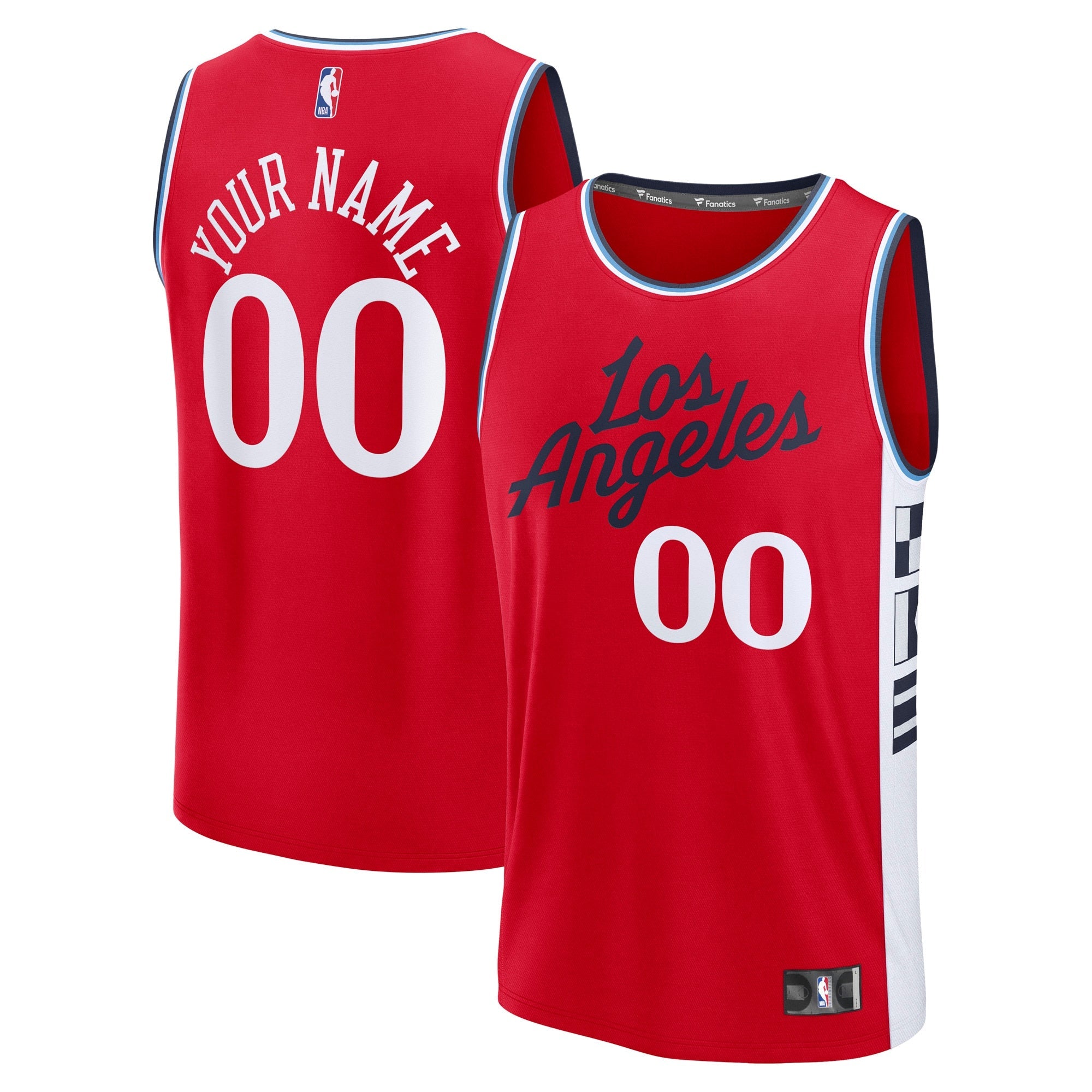 LA Clippers  Youth Fast Break Custom Replica Jersey - White  - Association Edition/Navy/Red