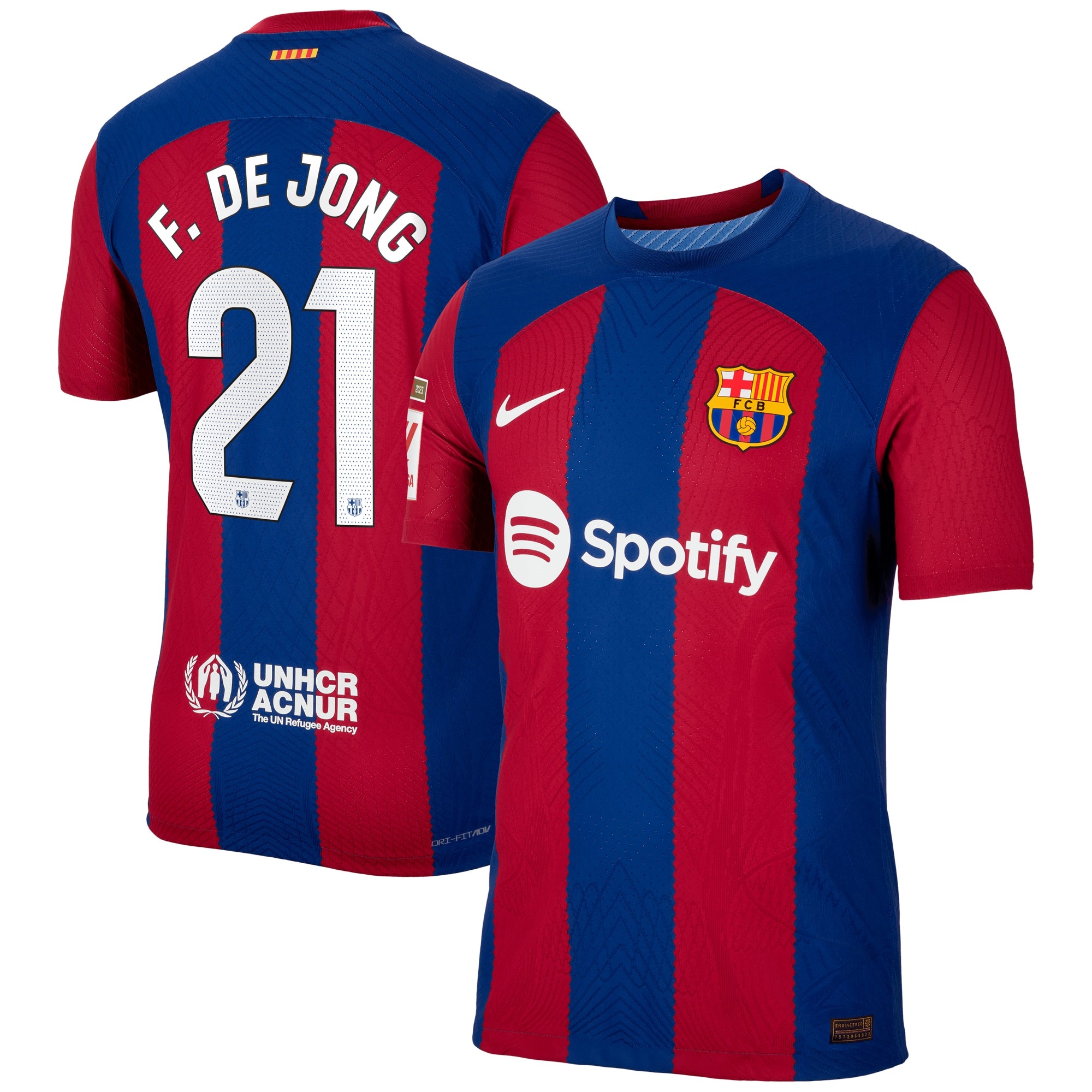 Frenkie de Jong Barcelona Nike 2023/24 Away Authentic Jersey - White/Aqua/Royal