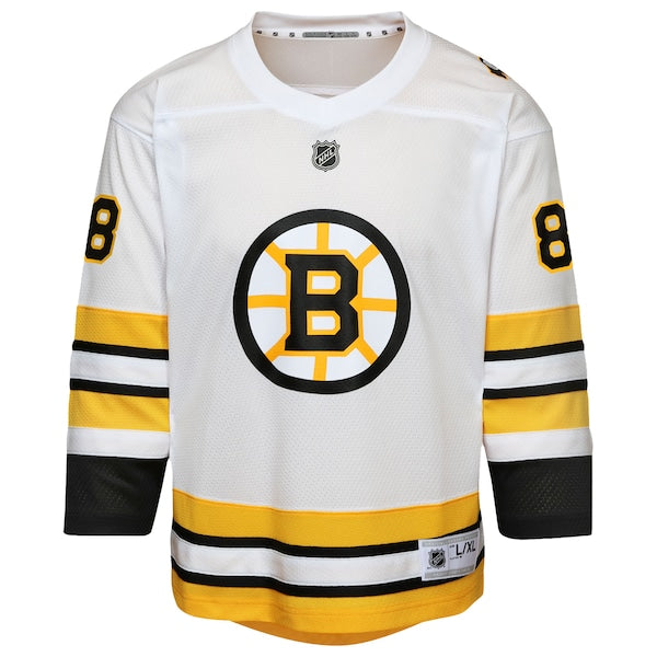 David Pastrnak Boston Bruins Youth Home Replica Player Jersey - White/Black